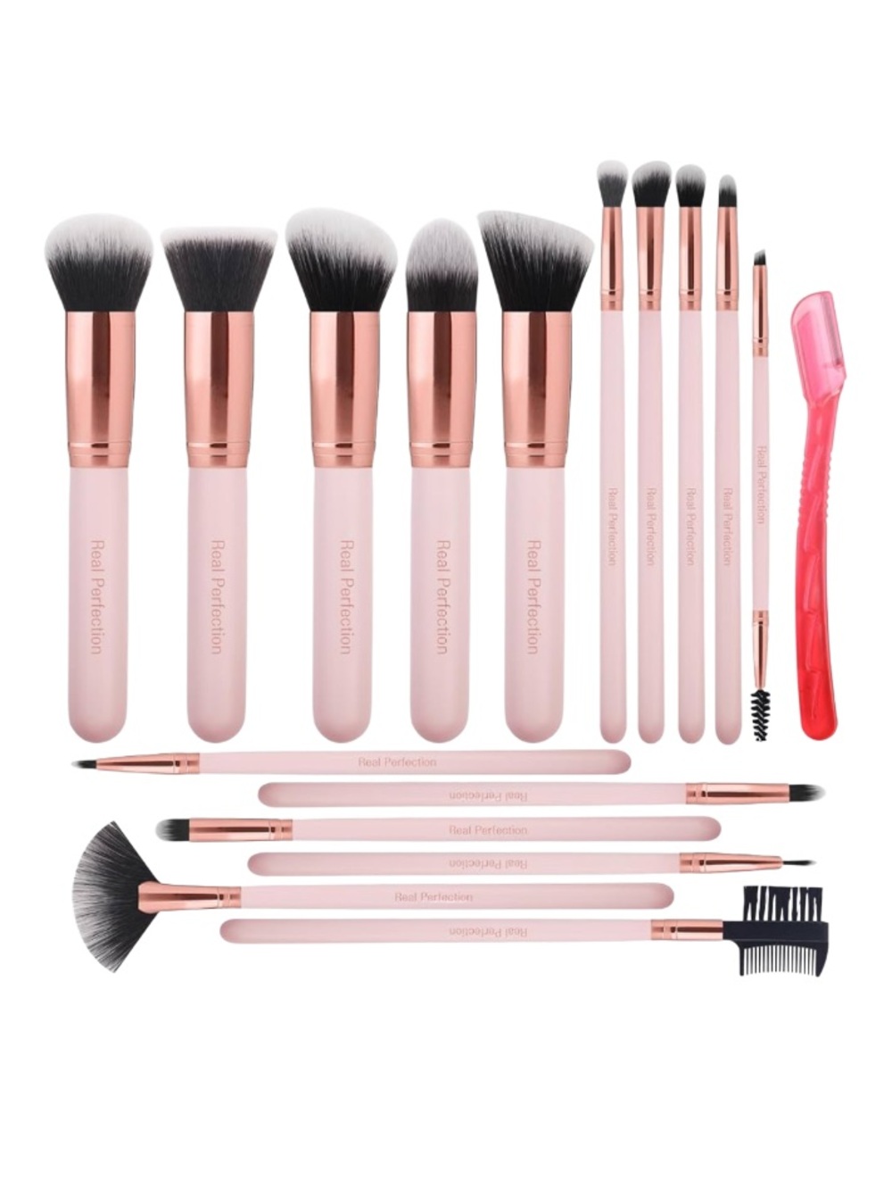 Real Perfection Pink Rose Gold 16 Piece Women Makeup Brush Set. NWT. Giftable